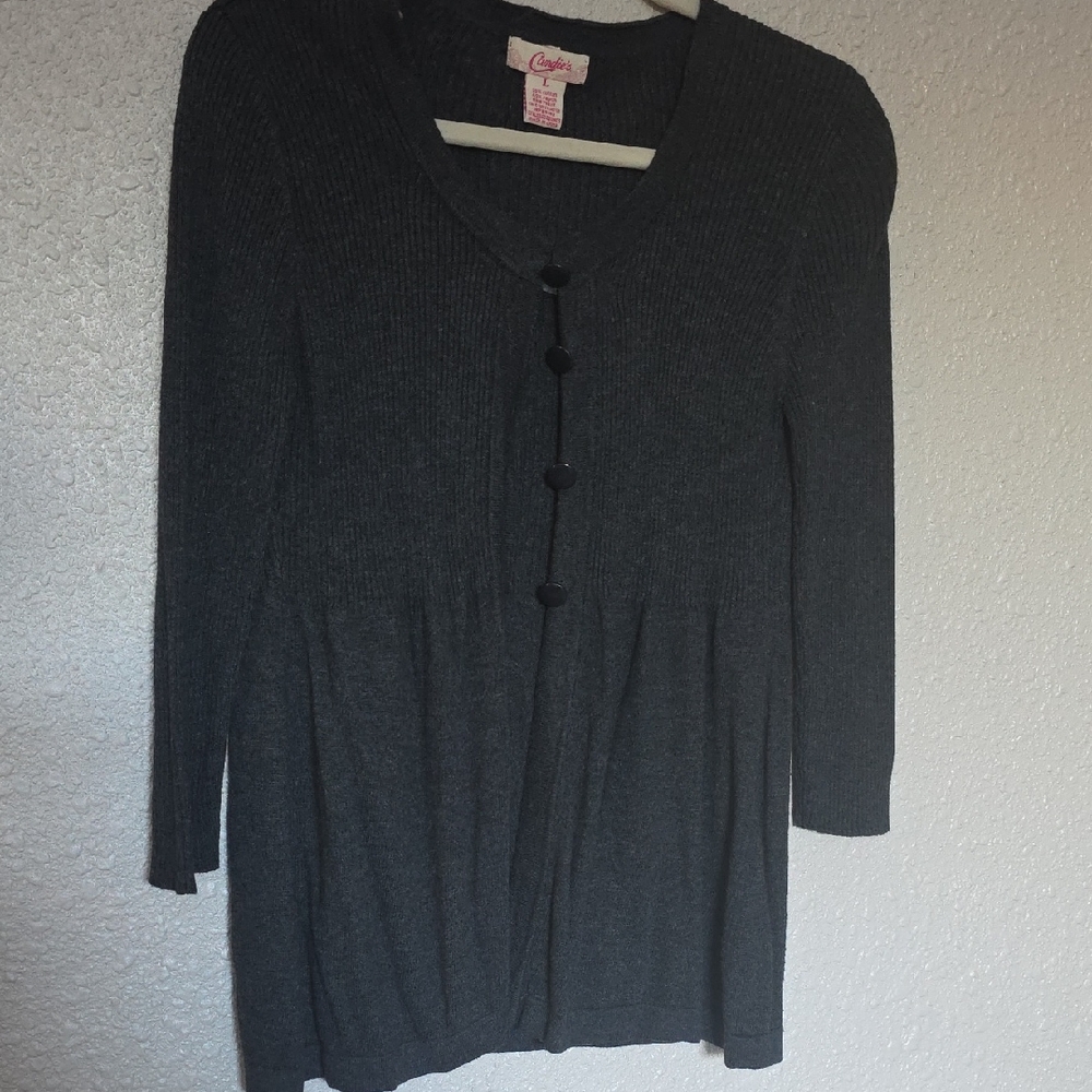 Candie's Dark Gray Button Down Top